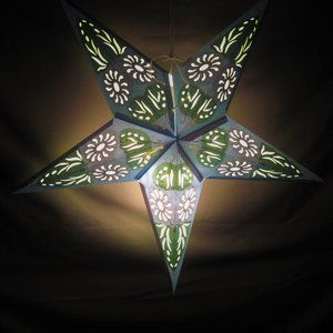 Star Paper Light Lantern Daisy Flower, Blue with White Folding Light, Lamp - Nig